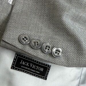 Jack Victor Sport Coat Mens 40R Light Gray Wool Hopsack Made in Canada Blazer